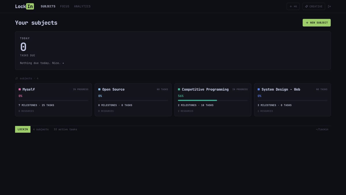 LockIn — study and resource hub — dark theme